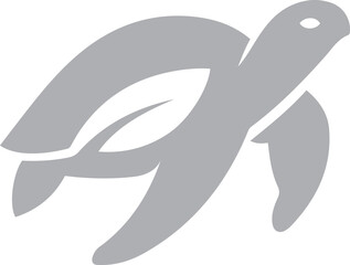 Sea turtle in motion silhouette gray marine animal, Graceful swimming turtle vector illustration