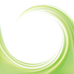 Vector art fancy modern elegant creative wonderful wavy eddy futuristic pea color backdrop of glossy rippled curvy spraying surface. Closeup view with space for text in glowing white center in middle 