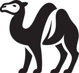 Stylized camel silhouette black desert animal, Elegant camel vector art design wildlife graphic