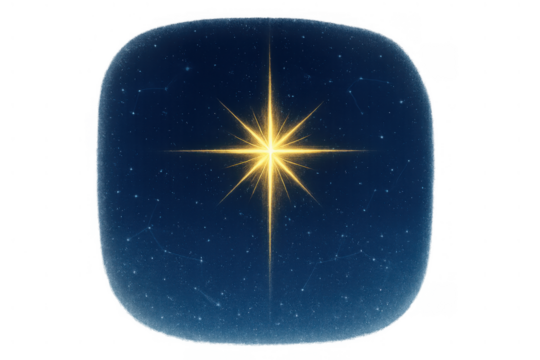 Star of bethlehem illuminating a starry night sky, representing hope, guidance, and christmas, with transparent background