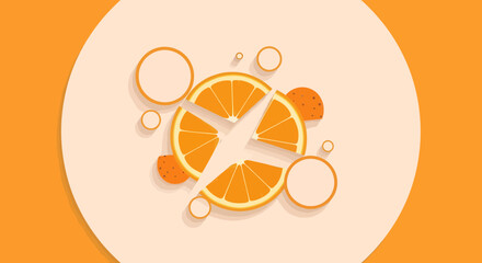 Abstract Graphic Presentation Featuring A Freshly Sliced Orange With Minimalist Artistry