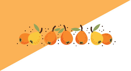 Fototapeta premium Abstract Illustration Featuring Harmonious Pears and Oranges with Minimalist Composition