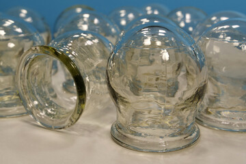 Glass medical cups for medical purposes, rehabilitation, increasing blood flow