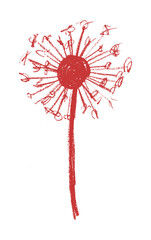 Dandelion Crayon Chalk Wax Drawing Vector