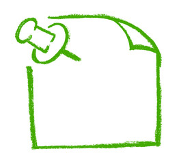 Pinned Note Paper Icon Crayon Chalk Wax Drawing Vector