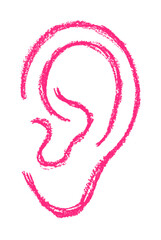 Human Ears Drawing Crayon Chalk Wax Drawing Icon Vector