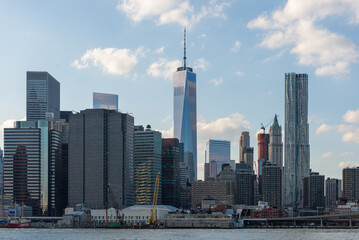 New York City, NY, USA. October 17, 2014: Skyline of New York City featuring the One World Trade Center.