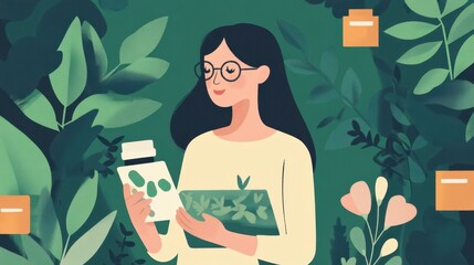 Woman Holding Herbal Products Among Greenery