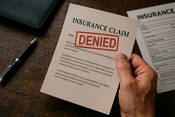 Insurance claim denial: concept of refusal or rejection.