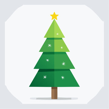 Christmas tree vector - basic evergreen fir/spruce tree with star on top for the winter holiday season