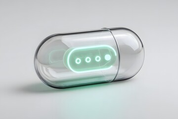 Futuristic capsule with glowing element promises innovative therapy, a modern solution for healthcare needs and drug development, sparking hope for healing