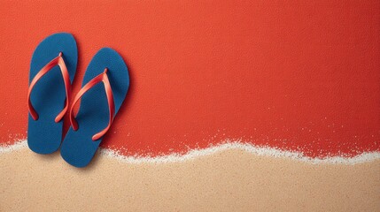 blue flip flops red sand beach
-