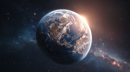 Fototapeta premium earth showing city lights and sun-