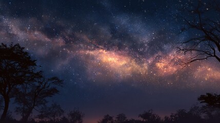 Fototapeta premium colorful glowing milky way night sky