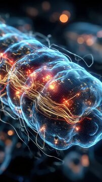 Mitochondria inner system: cellular powerhouse, glowing structure, energy matrix, organelle function, vibrant crista, microscopic element, bio unit, luminous dynamic, membrane fold, internal generator