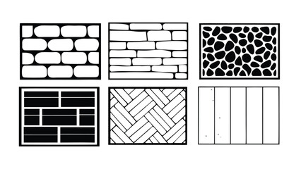 CAD Texture Patterns Collection with Stone, Pebble, Gravel, Wood, and Soil Symbols, Clean Architectural Hatch Set for Landscape Design, Floor Plans, and Technical Drawings