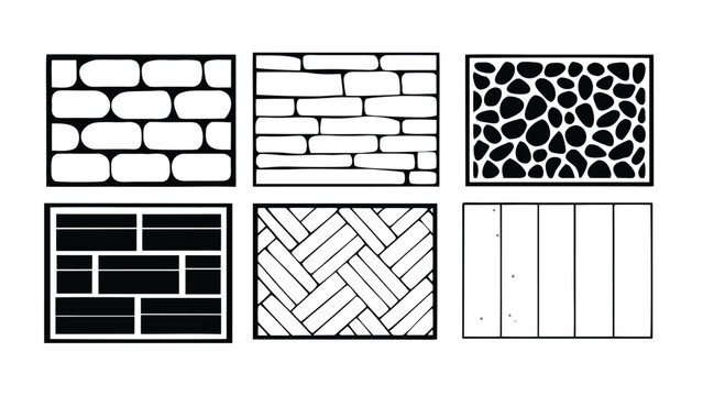 CAD Texture Patterns Collection with Stone, Pebble, Gravel, Wood, and Soil Symbols, Clean Architectural Hatch Set for Landscape Design, Floor Plans, and Technical Drawings