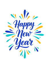 Obraz premium Happy New Year text design with colorful splashes for t-shirt 
