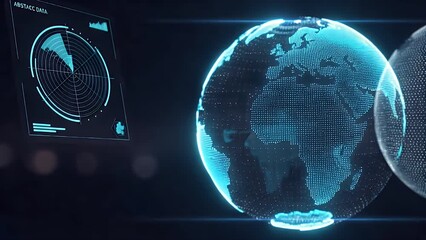 Digital Earth Globe Data Network Animation - Powered by Adobe