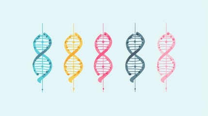Colorful DNA Helices on Light Background