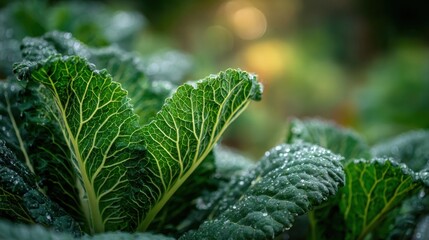 fresh green vegetable leaves water drops