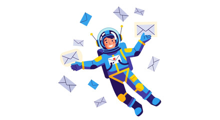 Fototapeta premium Astronaut Delivery Messages: A Celestial Messenger Delivering Correspondence to Anyone