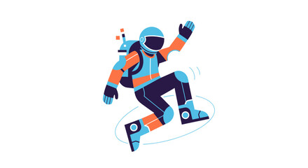 Naklejka premium Astronaut Floating Gracefully, Colorful Illustration On White Background