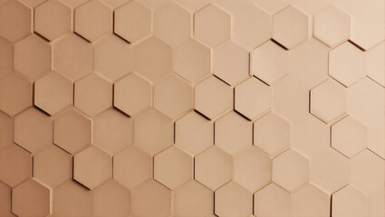 Hexagonal wall pattern in warm tones