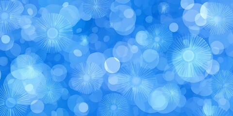 Clean blue background dispersed light blue circles sun icons minimal texture
