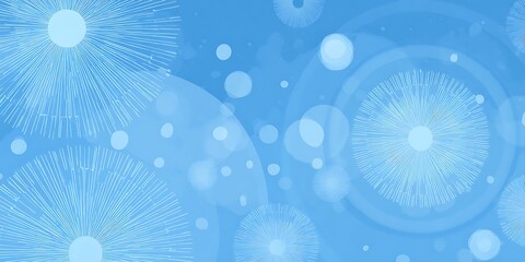Soft blue abstract scattered circles stylized sunshine shapes simple pattern
