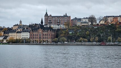 Sweden. The bay and embankment in the city centre of Stockholm.