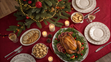 christmas decoration on wooden background