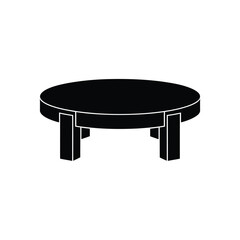Simple black silhouette of a round coffee table