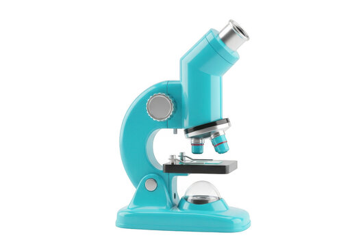 A bright blue childs microscope with a transparent background