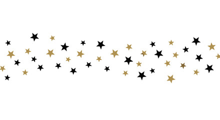 Obraz premium Gold and black stars scattered on white background for t-shirt design 