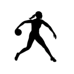 Obraz premium Silhouette of a Shot Putter: The silhouette of a dedicated female shot putter at the peak of her form, captured in mid-throw against the clean background. This striking image symbolizes strength.