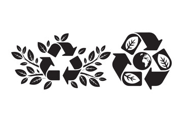 Recycling symbol with leaves and earth illustration
