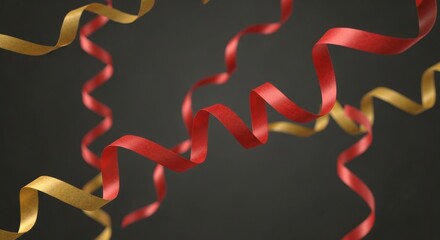 Vibrant red and gold ribbons dance gracefully, creating a festive and celebratory atmosphere perfect for any joyous occasion.