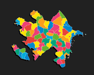Obraz premium Vector map of Azerbaijan divided on regions
