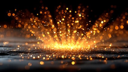 Obraz premium Glowing golden light particle explosion high resolution image