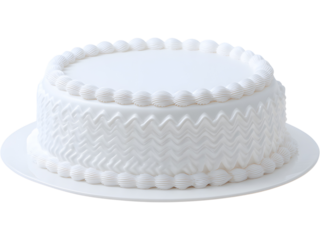 Minimal white fondant cake isolated on transparent background, ideal for bakery or minimalist celebration themes.