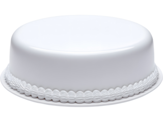 Minimal white fondant cake isolated on transparent background, ideal for bakery or minimalist celebration themes.