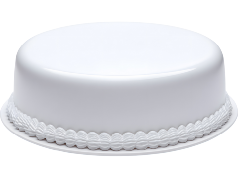 Minimal white fondant cake isolated on transparent background, ideal for bakery or minimalist celebration themes.