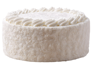 Minimal white fondant cake isolated on transparent background, ideal for bakery or minimalist celebration themes.