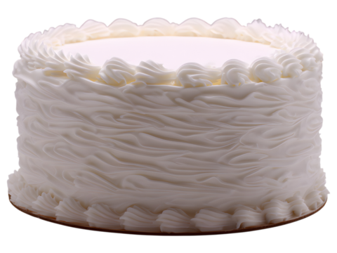 Minimal white fondant cake isolated on transparent background, ideal for bakery or minimalist celebration themes.
