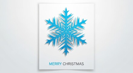 Stunning blue snowflake graphic with Merry Christmas text creates a magical winter holiday greeting card perfect for seasonal celebrations and festive designs.