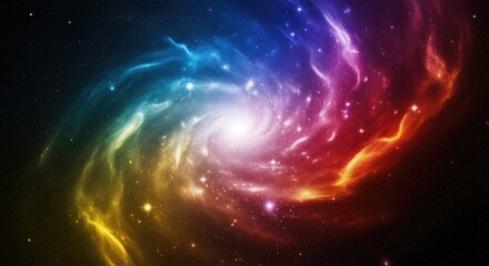 Obraz premium Vibrant Spiral Galaxy in Deep Space with Colorful Nebula and Stars.