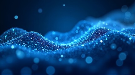 Dynamic blue abstract particles shimmer across a dark background, evoking innovation, data flow, and futuristic technology concepts.