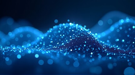 Stunning blue digital wave with sparkling lights for technology, finance, or futuristic concepts, perfect for presentations, websites, and creative projects