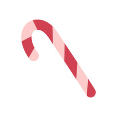 A cute illustration of a pink and red candy cane. Christmas design element